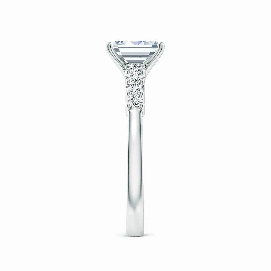 Lab-Grown Solitaire Emerald-Cut Diamond Graduated Engagement Ring