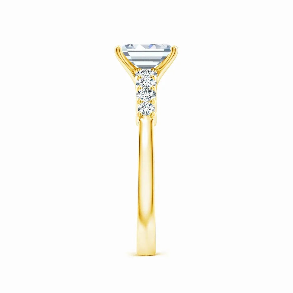 Lab-Grown Solitaire Emerald-Cut Diamond Graduated Engagement Ring