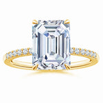 Load image into Gallery viewer, Lab-Grown Emerald-Cut Diamond Hidden Halo Engagement Ring
