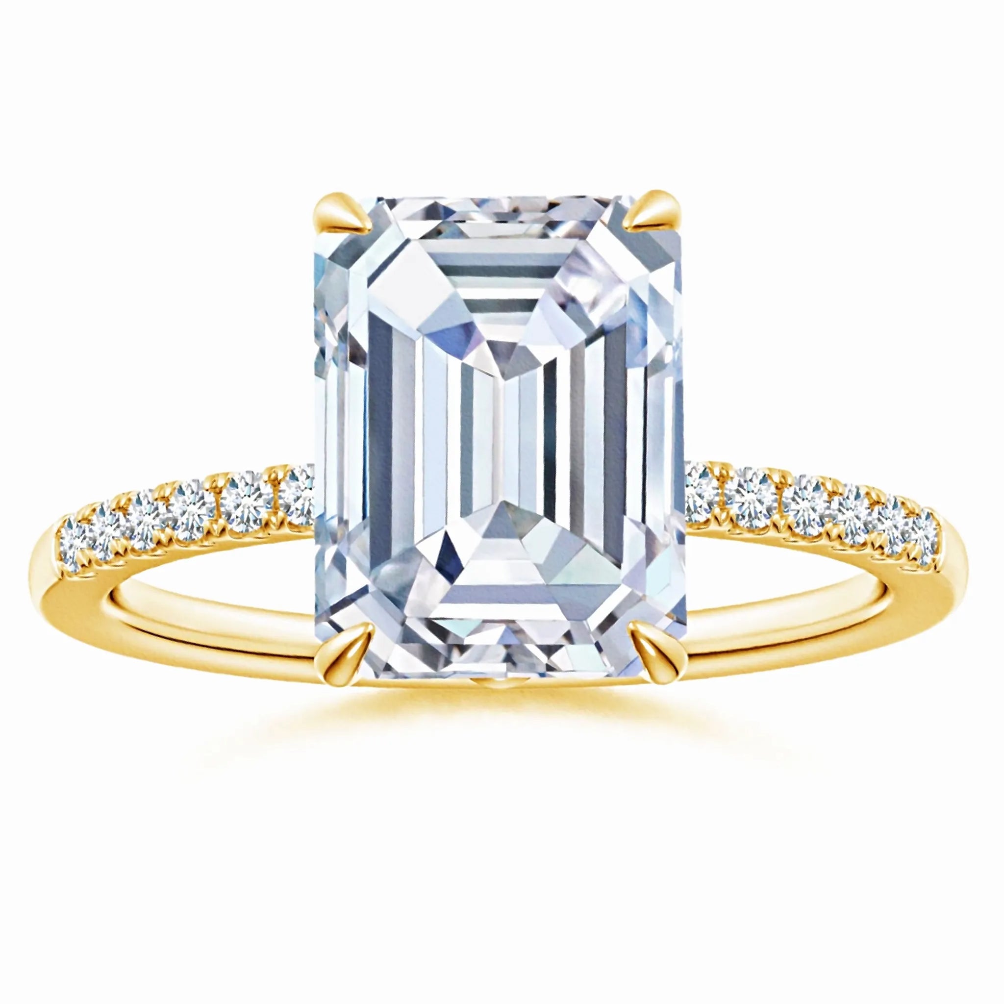 Lab-Grown Emerald-Cut Diamond Hidden Halo Engagement Ring
