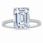 Load image into Gallery viewer, Lab-Grown Emerald-Cut Diamond Hidden Halo Engagement Ring
