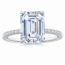 Lab-Grown Emerald-Cut Diamond Hidden Halo Engagement Ring