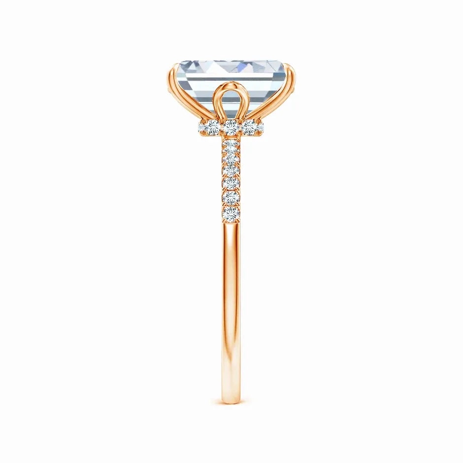 Lab-Grown Emerald-Cut Diamond Hidden Halo Engagement Ring