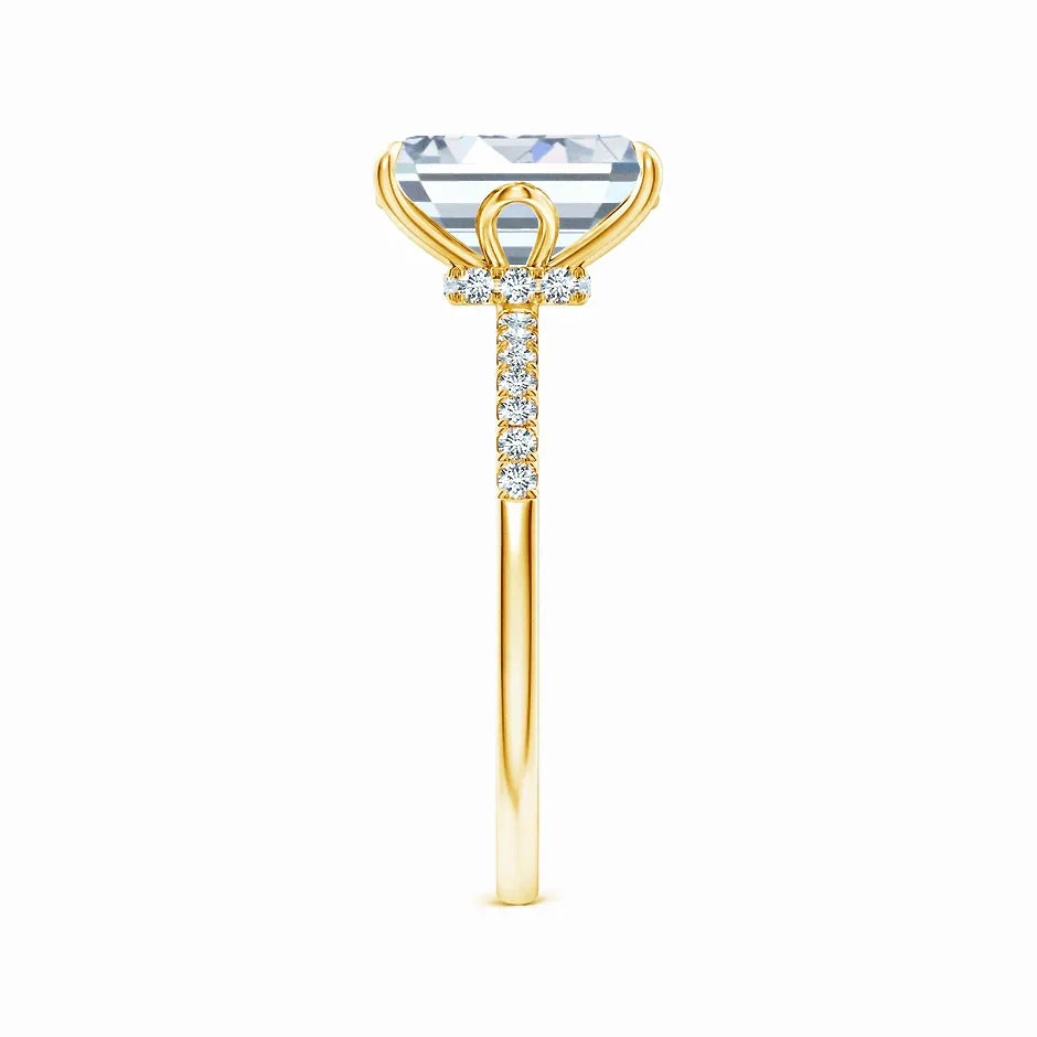 Lab-Grown Emerald-Cut Diamond Hidden Halo Engagement Ring