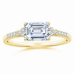 Load image into Gallery viewer, Lab-Grown East-West Emerald-Cut Diamond Side Stone Engagement Ring
