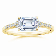 Lab-Grown East-West Emerald-Cut Diamond Side Stone Engagement Ring