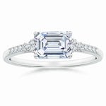 Load image into Gallery viewer, Lab-Grown East-West Emerald-Cut Diamond Side Stone Engagement Ring
