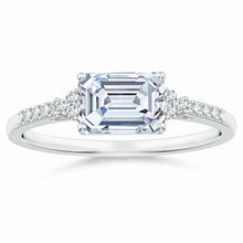 Lab-Grown East-West Emerald-Cut Diamond Side Stone Engagement Ring