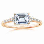 Load image into Gallery viewer, Lab-Grown East-West Emerald-Cut Diamond Side Stone Engagement Ring
