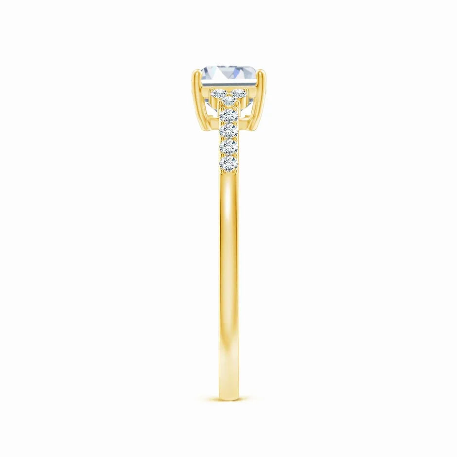 Lab-Grown East-West Emerald-Cut Diamond Side Stone Engagement Ring