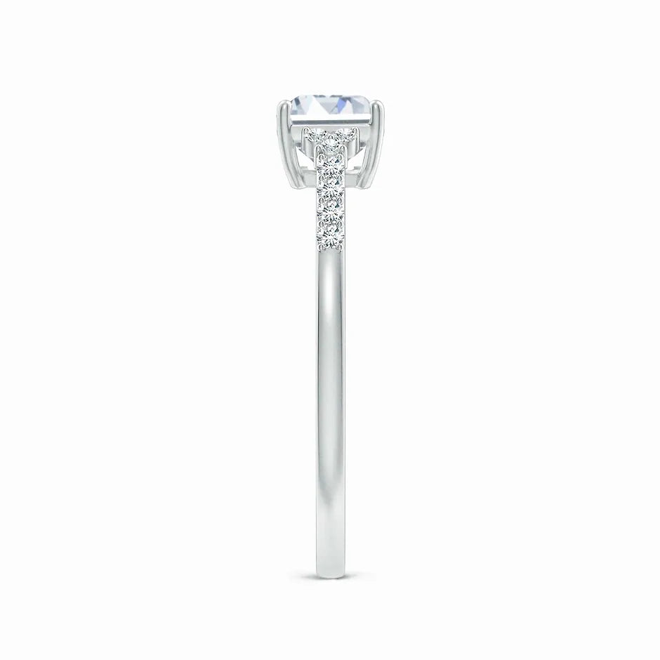 Lab-Grown East-West Emerald-Cut Diamond Side Stone Engagement Ring