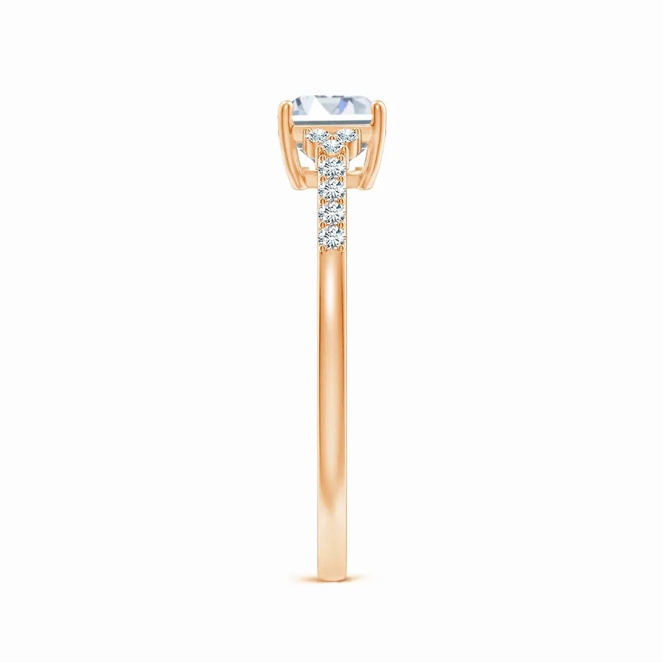 Lab-Grown East-West Emerald-Cut Diamond Side Stone Engagement Ring