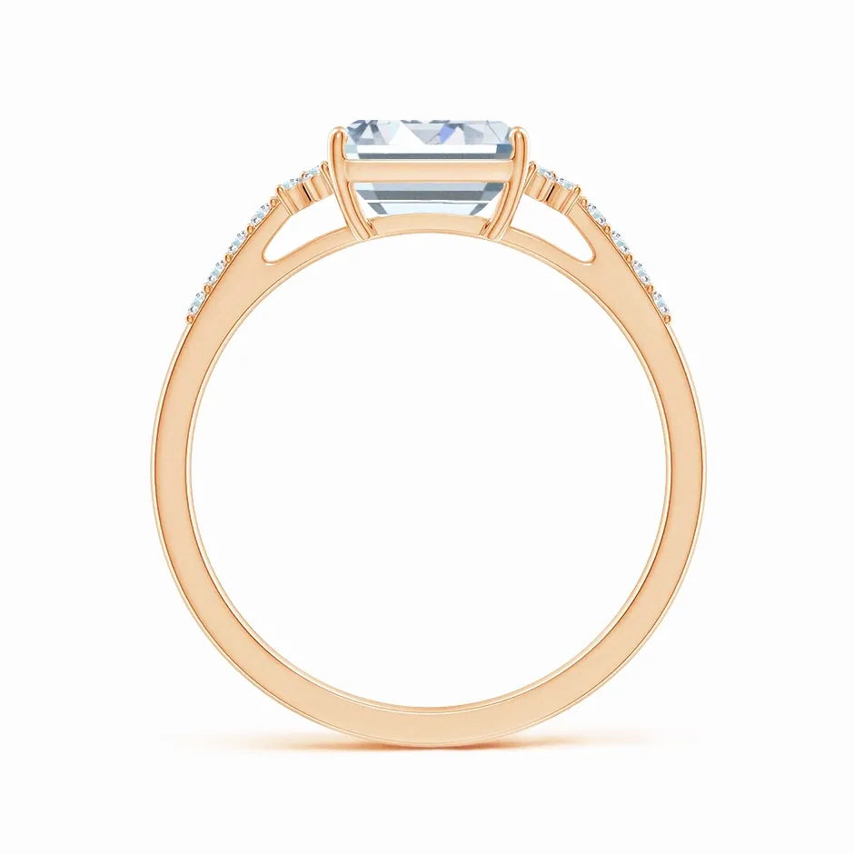 Lab-Grown East-West Emerald-Cut Diamond Side Stone Engagement Ring