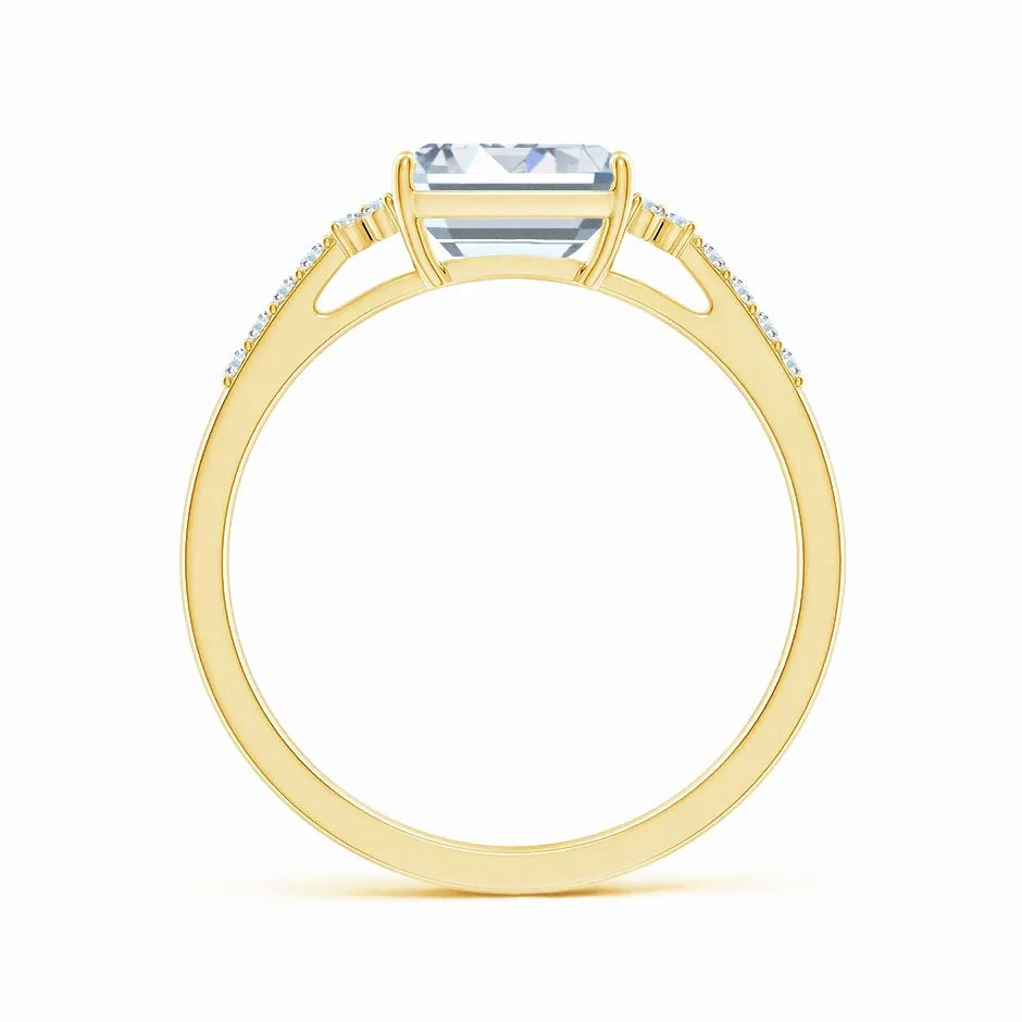 Lab-Grown East-West Emerald-Cut Diamond Side Stone Engagement Ring