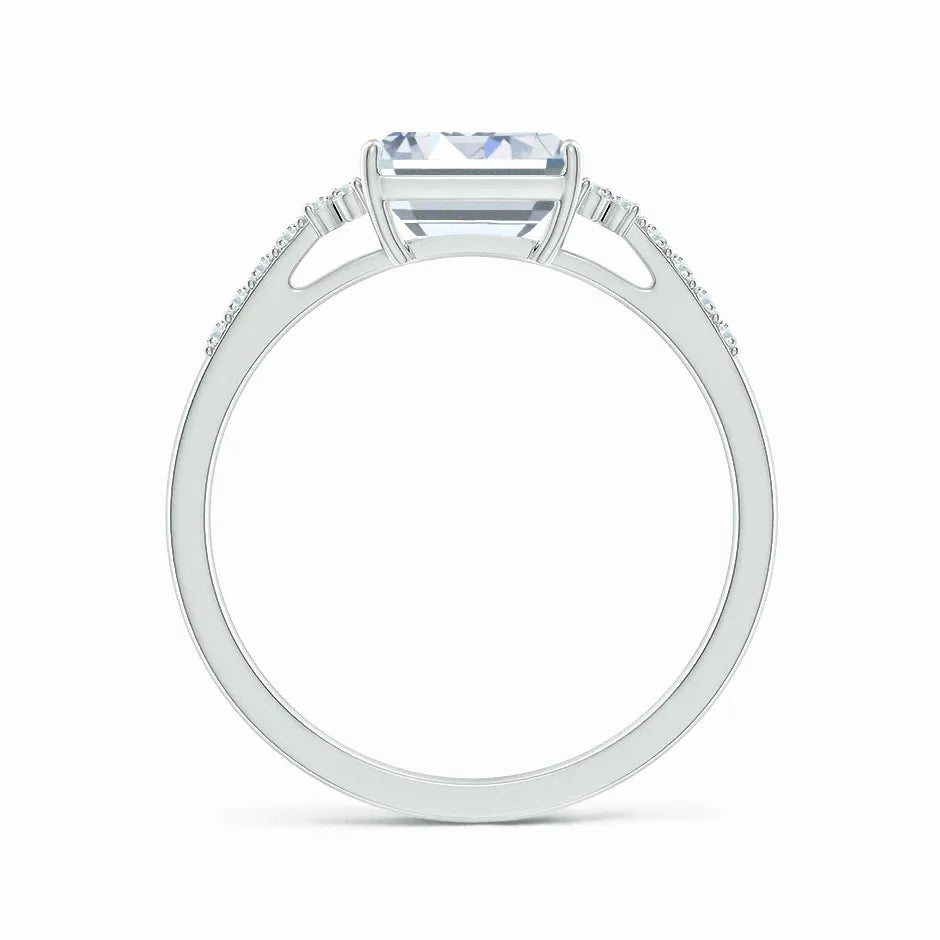 Lab-Grown East-West Emerald-Cut Diamond Side Stone Engagement Ring