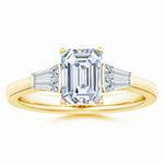 Load image into Gallery viewer, Lab-Grown Emerald-Cut and Twin Tapered Baguette Diamond Side Stone Engagement Ring
