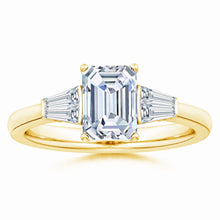 Lab-Grown Emerald-Cut and Twin Tapered Baguette Diamond Side Stone Engagement Ring