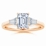 Load image into Gallery viewer, Lab-Grown Emerald-Cut and Twin Tapered Baguette Diamond Side Stone Engagement Ring
