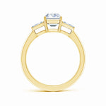 Load image into Gallery viewer, Lab-Grown Emerald-Cut and Twin Tapered Baguette Diamond Side Stone Engagement Ring
