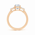 Load image into Gallery viewer, Lab-Grown Emerald-Cut and Twin Tapered Baguette Diamond Side Stone Engagement Ring
