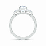 Load image into Gallery viewer, Lab-Grown Emerald-Cut and Twin Tapered Baguette Diamond Side Stone Engagement Ring

