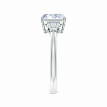 Lab-Grown Emerald-Cut and Twin Tapered Baguette Diamond Side Stone Engagement Ring
