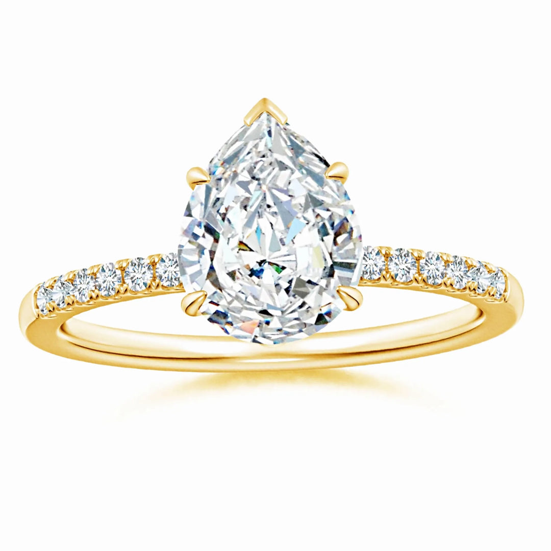 Lab-Grown Pear Shape Diamond Hidden Halo Engagement Ring