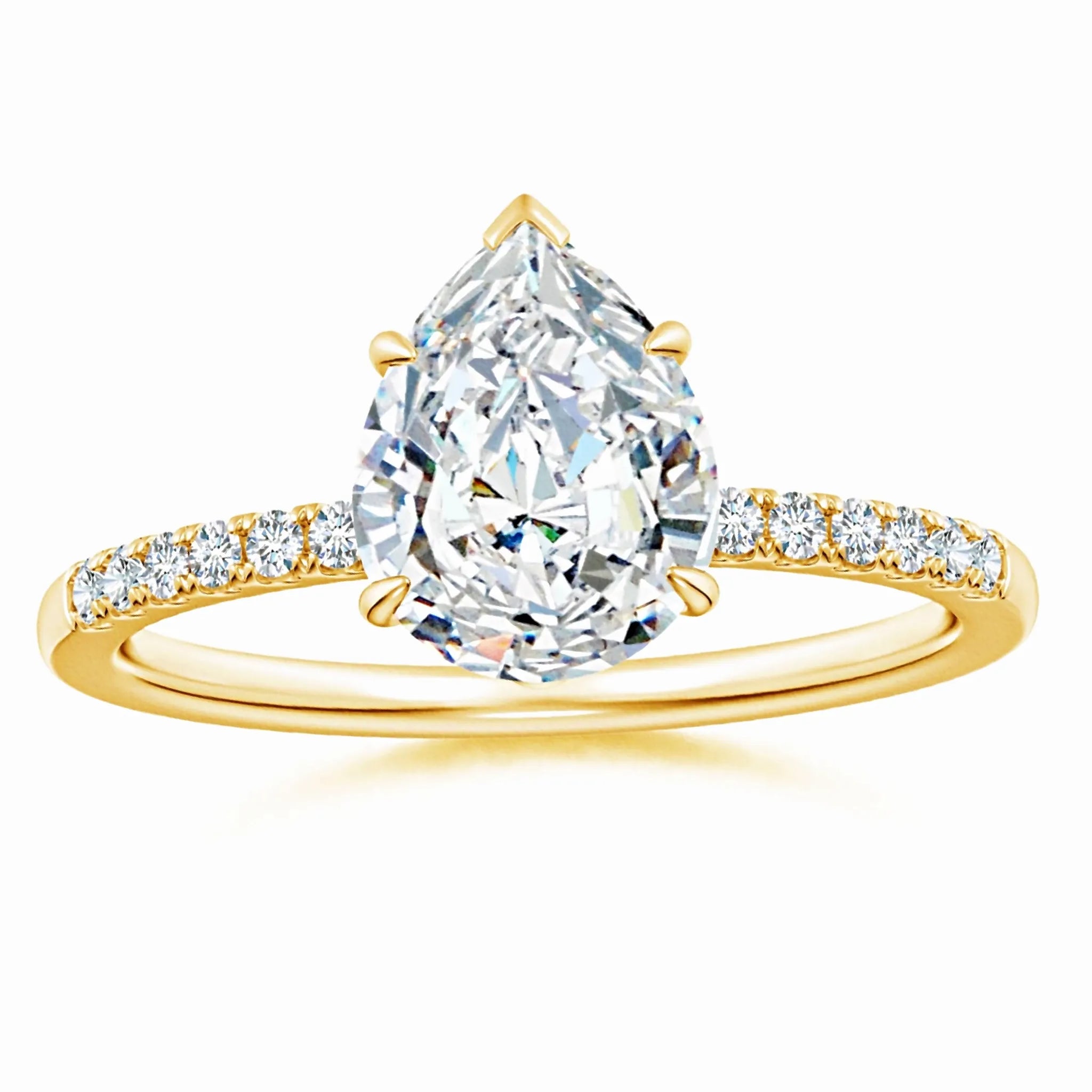 Lab-Grown Pear Shape Diamond Hidden Halo Engagement Ring