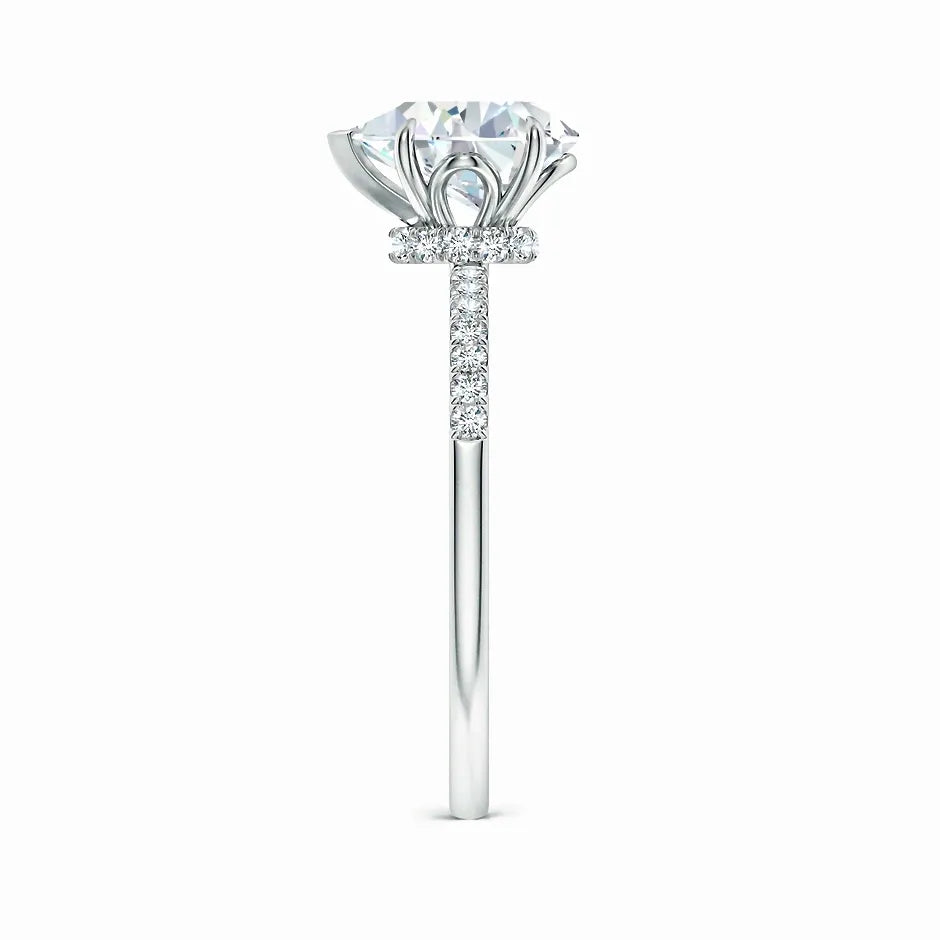 Lab-Grown Pear Shape Diamond Hidden Halo Engagement Ring