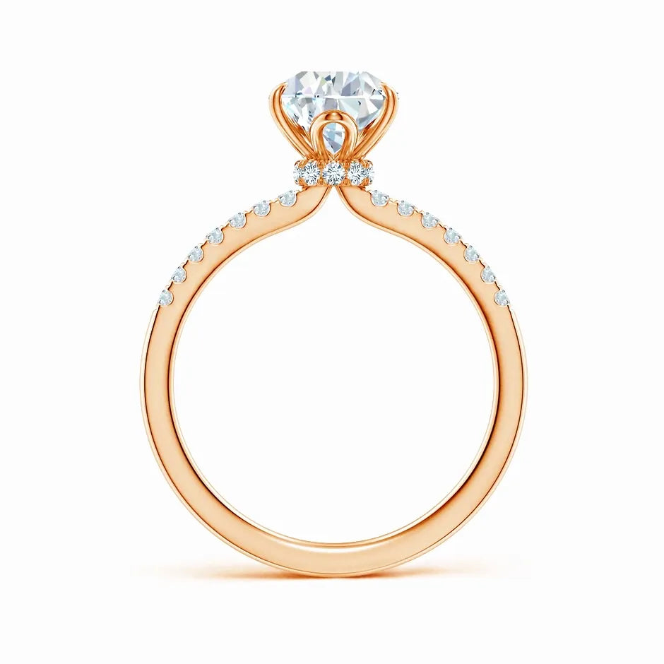 Lab-Grown Pear Shape Diamond Hidden Halo Engagement Ring