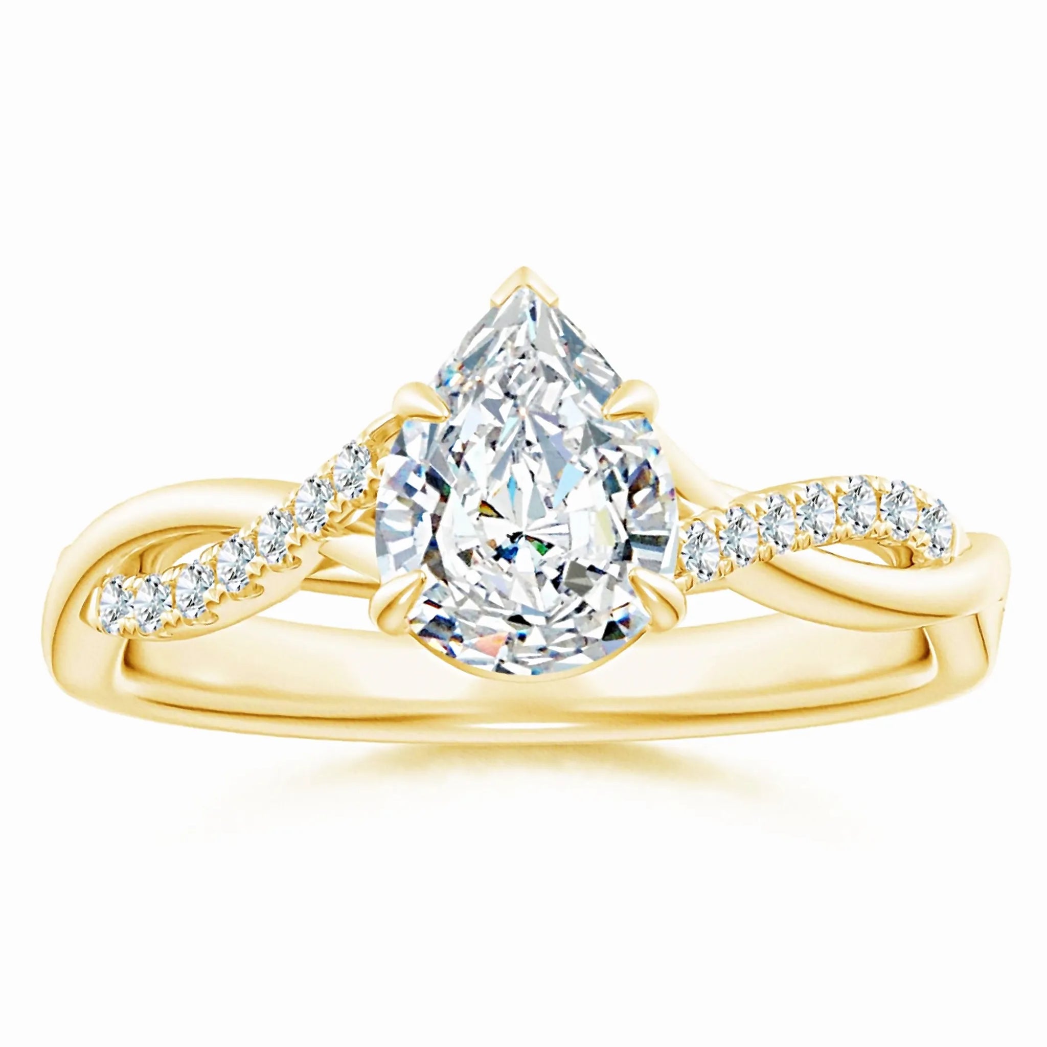 Lab-Grown Pear-Shaped Diamond Twisted Shank Engagement Ring