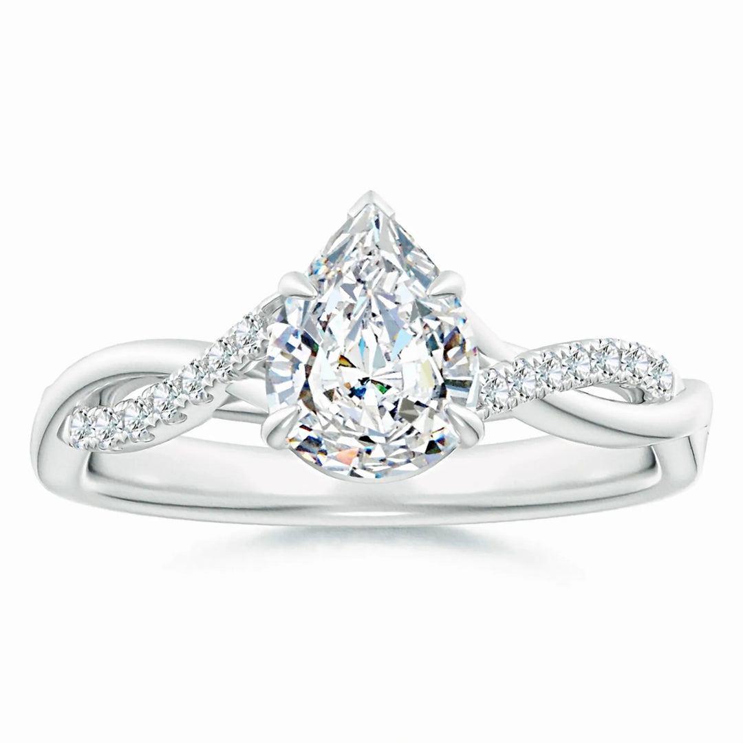 Lab-Grown Pear-Shaped Diamond Twisted Shank Engagement Ring