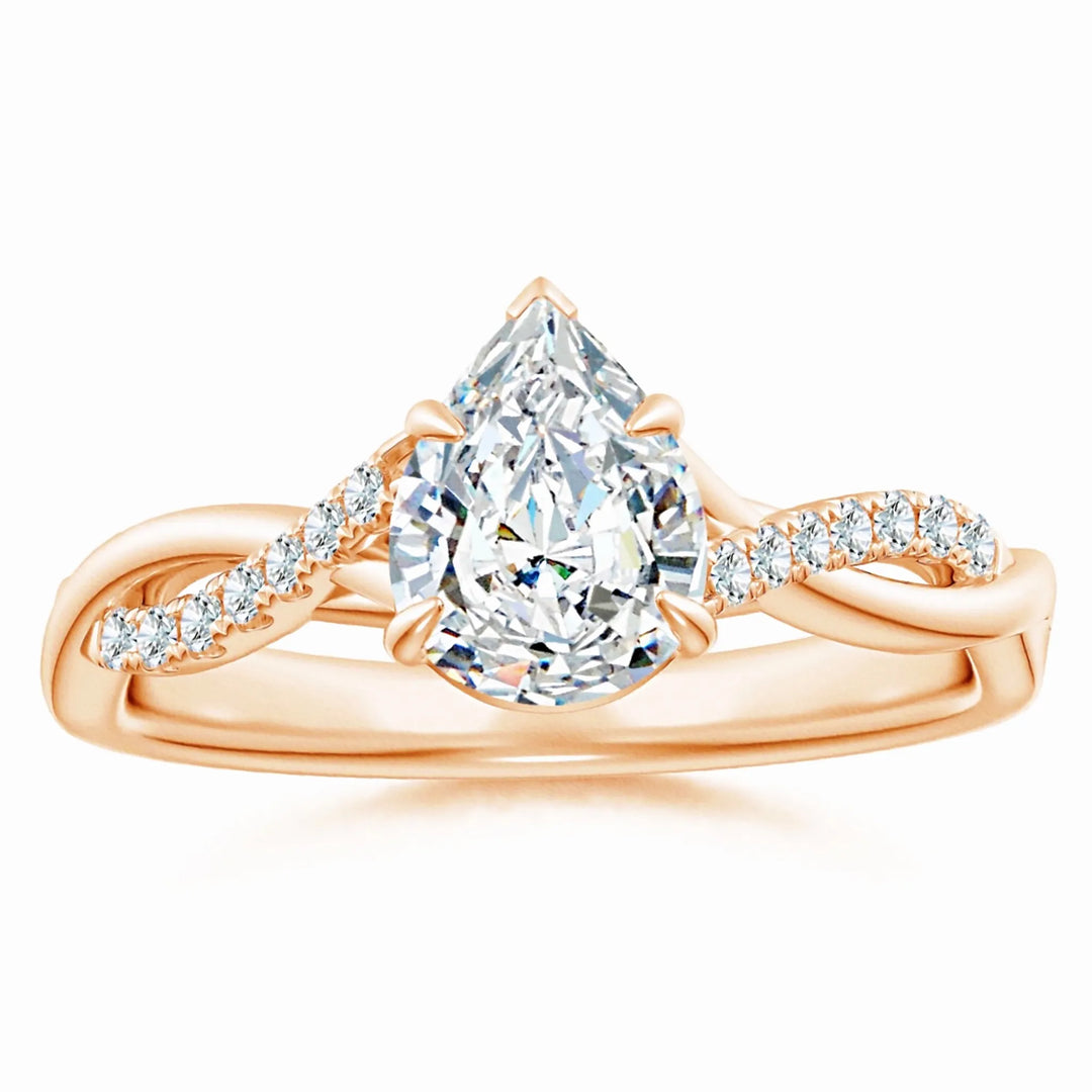 Lab-Grown Pear-Shaped Diamond Twisted Shank Engagement Ring