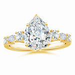 Load image into Gallery viewer, Lab-Grown Classic Pear Shape Diamond Side Stone Engagement Ring
