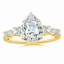 Lab-Grown Classic Pear Shape Diamond Side Stone Engagement Ring