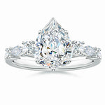 Load image into Gallery viewer, Lab-Grown Classic Pear Shape Diamond Side Stone Engagement Ring
