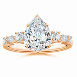 Load image into Gallery viewer, Lab-Grown Classic Pear Shape Diamond Side Stone Engagement Ring
