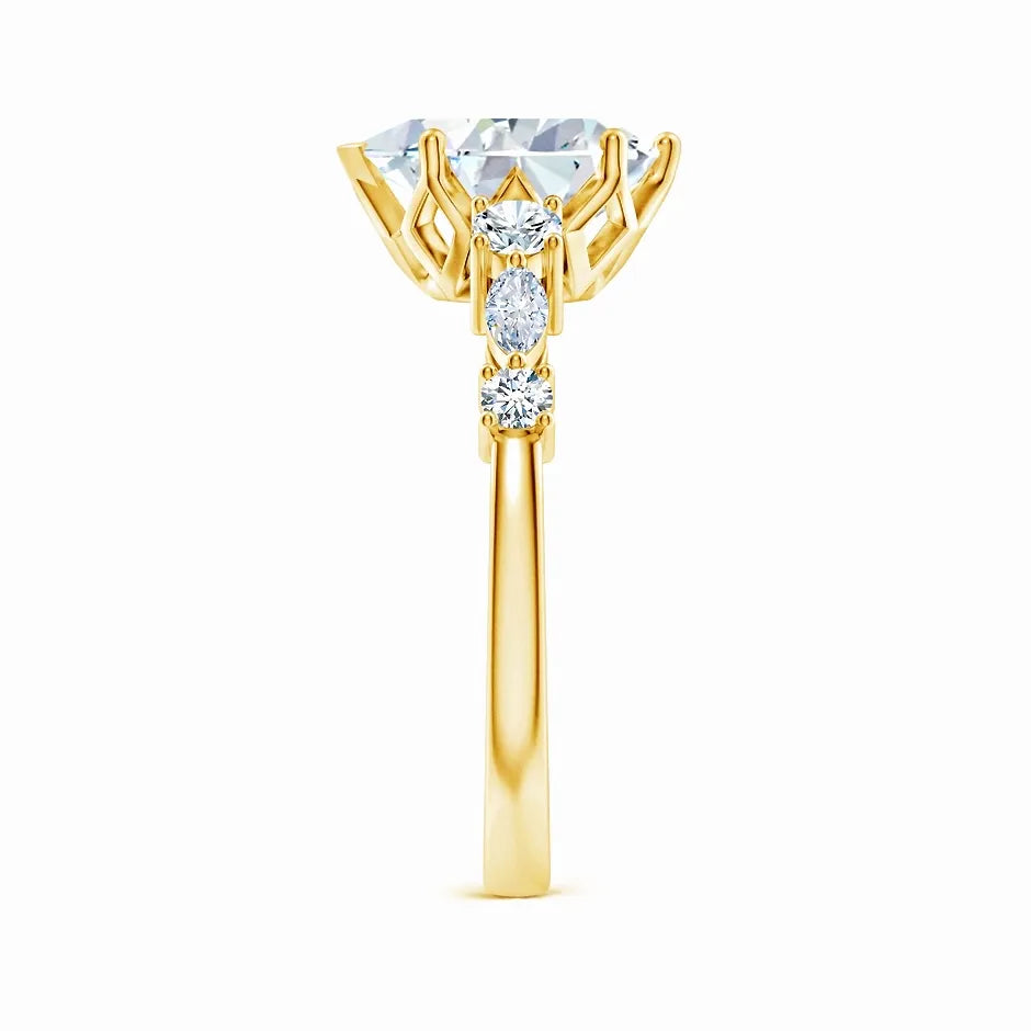 Lab-Grown Classic Pear Shape Diamond Side Stone Engagement Ring