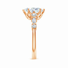 Lab-Grown Classic Pear Shape Diamond Side Stone Engagement Ring