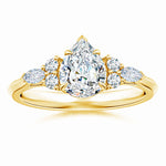 Load image into Gallery viewer, Lab-Grown Pear Shape Diamond Side Stone Engagement Ring with Diamonds
