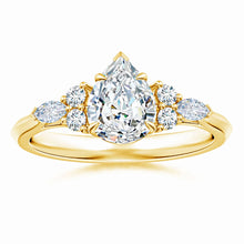 Lab-Grown Pear Shape Diamond Side Stone Engagement Ring with Diamonds