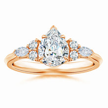 Lab-Grown Pear Shape Diamond Side Stone Engagement Ring with Diamonds
