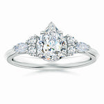Load image into Gallery viewer, Lab-Grown Pear Shape Diamond Side Stone Engagement Ring with Diamonds
