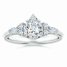 Lab-Grown Pear Shape Diamond Side Stone Engagement Ring with Diamonds