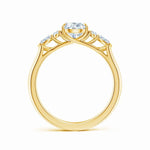 Load image into Gallery viewer, Lab-Grown Pear Shape Diamond Side Stone Engagement Ring with Diamonds
