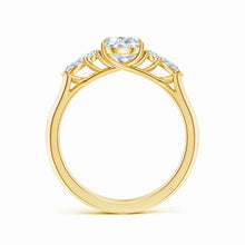 Lab-Grown Pear Shape Diamond Side Stone Engagement Ring with Diamonds