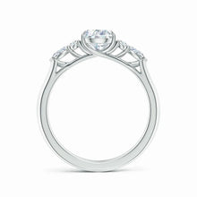 Lab-Grown Pear Shape Diamond Side Stone Engagement Ring with Diamonds