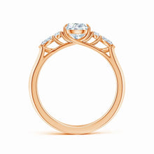 Lab-Grown Pear Shape Diamond Side Stone Engagement Ring with Diamonds