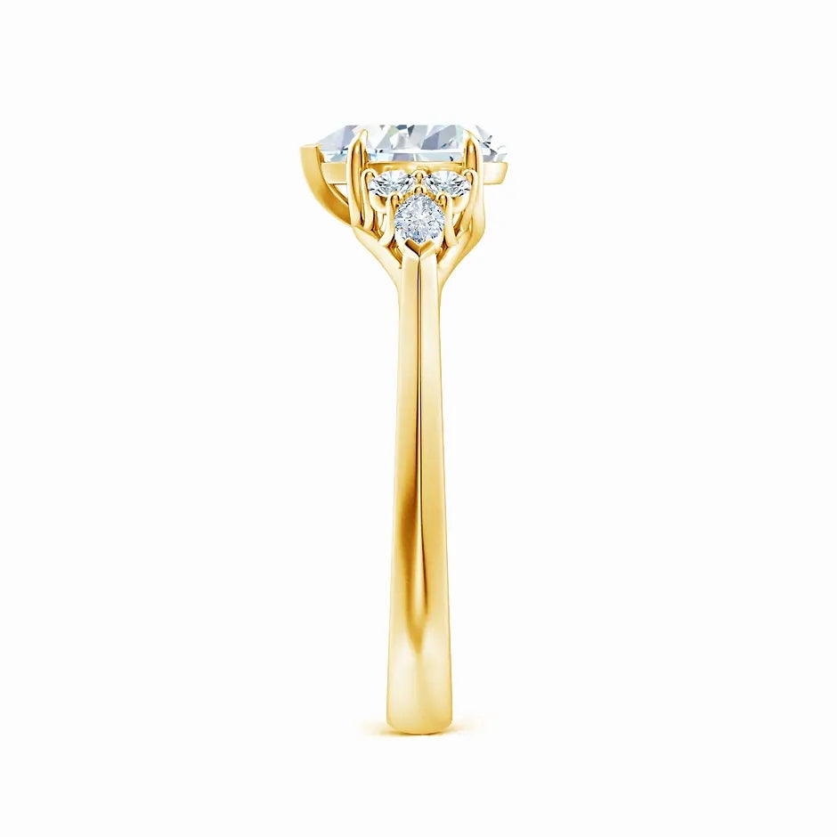 Lab-Grown Pear Shape Diamond Side Stone Engagement Ring with Diamonds