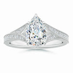 Load image into Gallery viewer, Lab-Grown Vintage Inspired Pear Diamond Split Shank Engagement Ring
